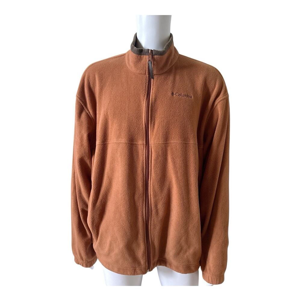 Columbia Fleece Jacket Mens XXL Full Zip Clay Brown Outdoor Hiking Activewear